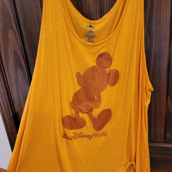 Disney Orange Tank Top with Glittery Mickey - Picture 2 of 9